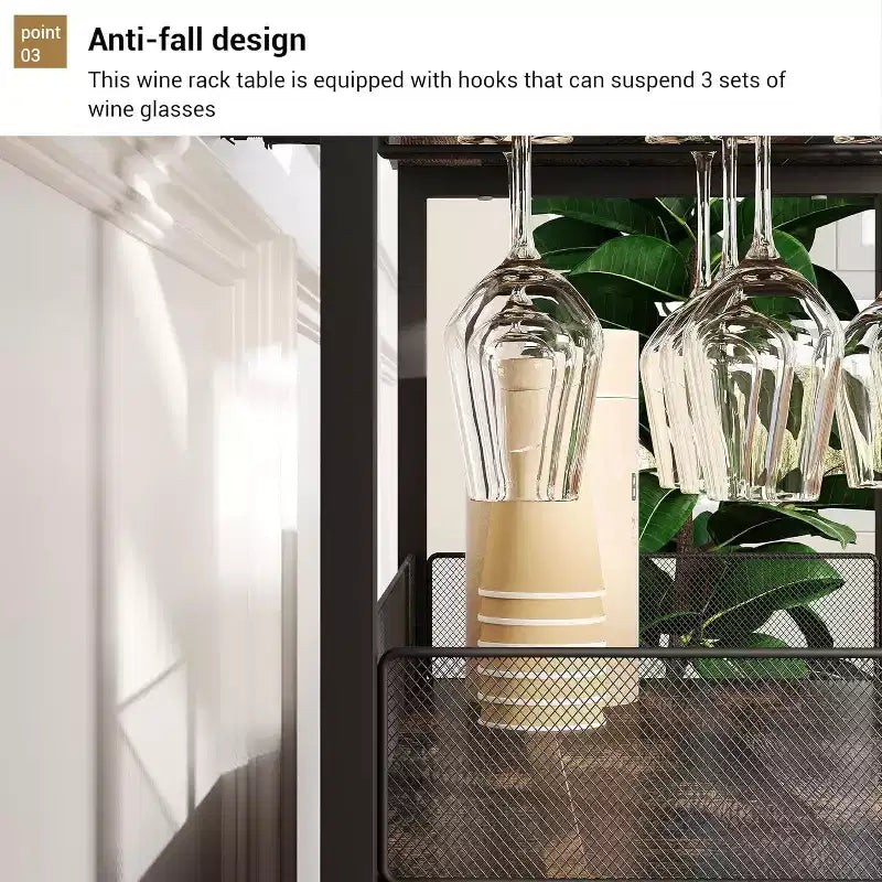 Mini bar de rangement compact Acekool – Meuble à vin avec étagères réglables et porte-verres