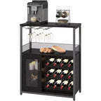 Mini bar de rangement compact Acekool – Meuble à vin avec étagères réglables et porte-verres