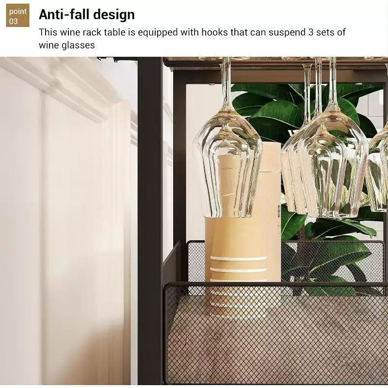 Mini bar de rangement compact Acekool – Meuble à vin avec étagères réglables et porte-verres