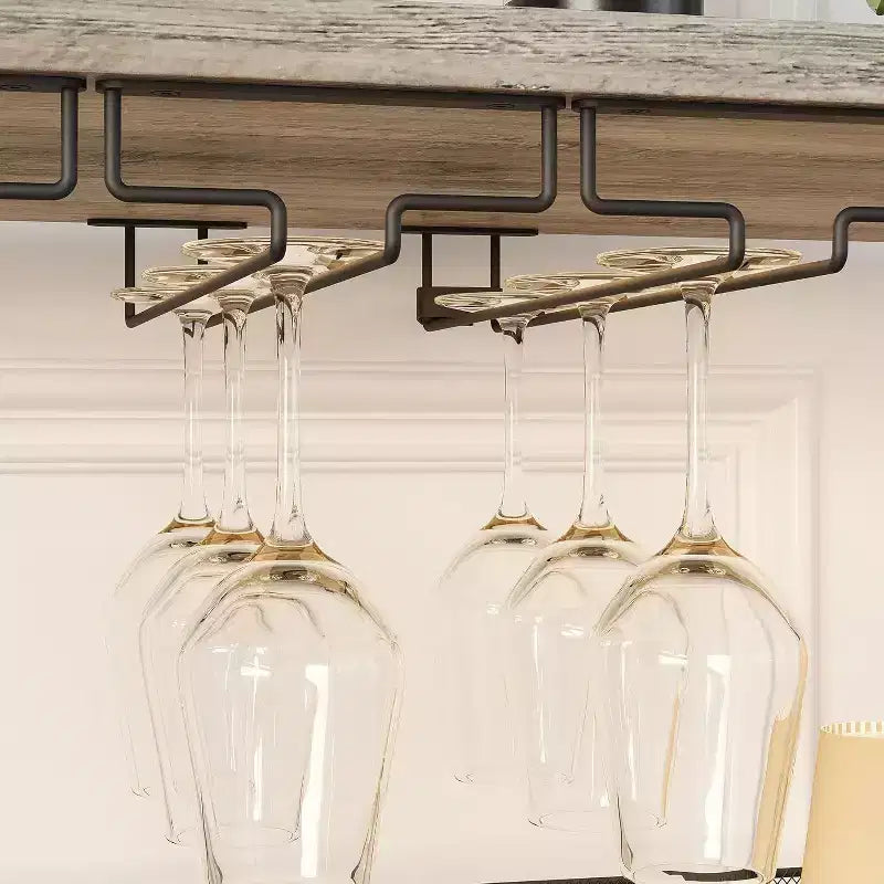 Mini bar de rangement compact Acekool – Meuble à vin avec étagères réglables et porte-verres