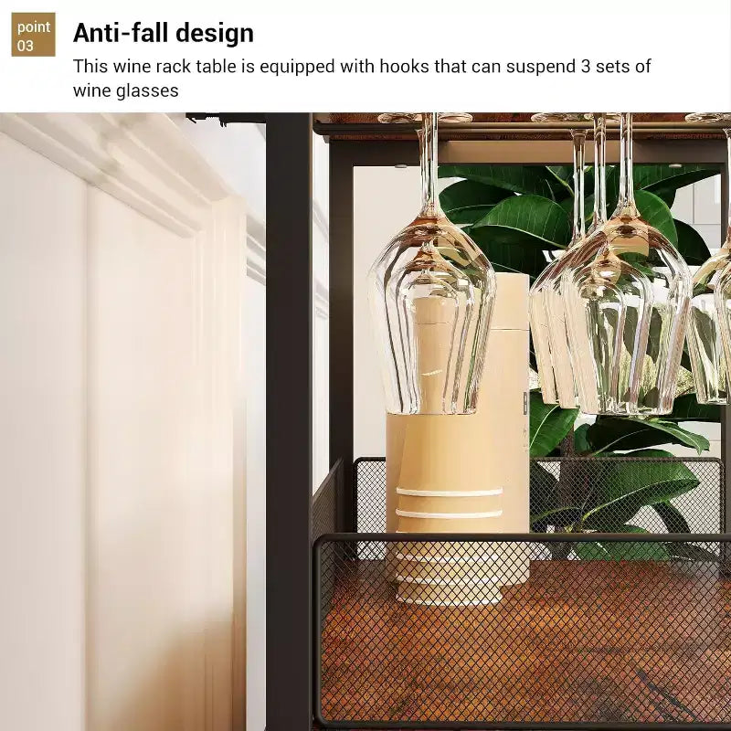 Mini bar de rangement compact Acekool – Meuble à vin avec étagères réglables et porte-verres