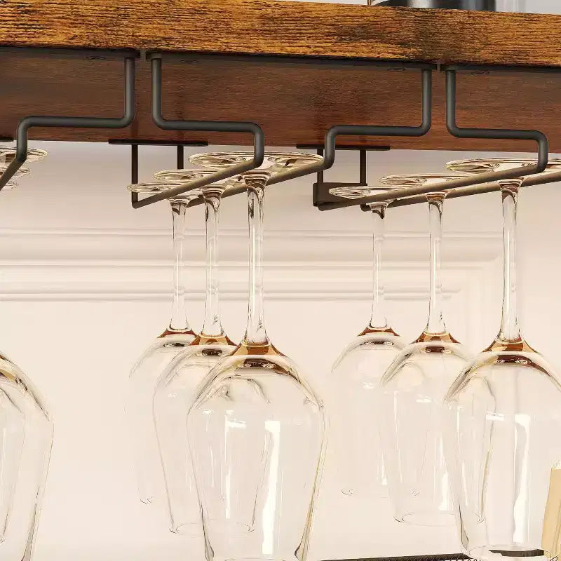 Mini bar de rangement compact Acekool – Meuble à vin avec étagères réglables et porte-verres