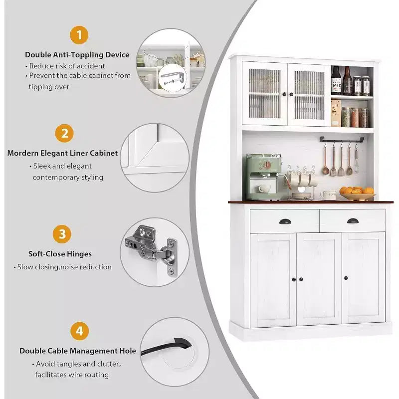 Mini bar de rangement compact Acekool – Meuble à vin avec étagères réglables et porte-verres