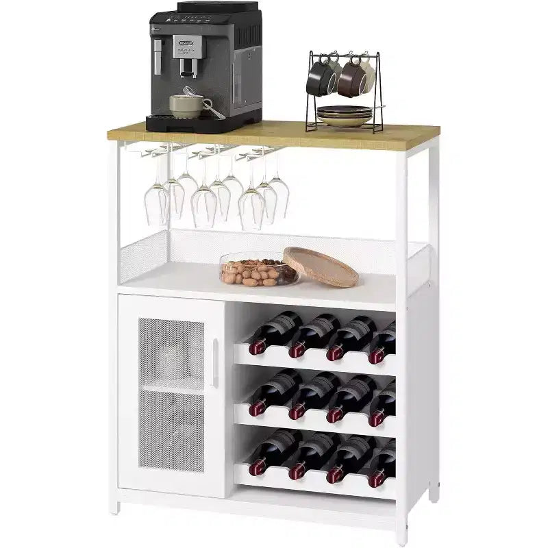 Mini bar de rangement compact Acekool – Meuble à vin avec étagères réglables et porte-verres