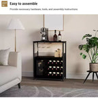 Mini bar de rangement compact Acekool – Meuble à vin avec étagères réglables et porte-verres