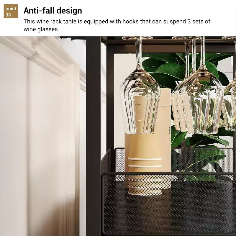 Mini bar de rangement compact Acekool – Meuble à vin avec étagères réglables et porte-verres