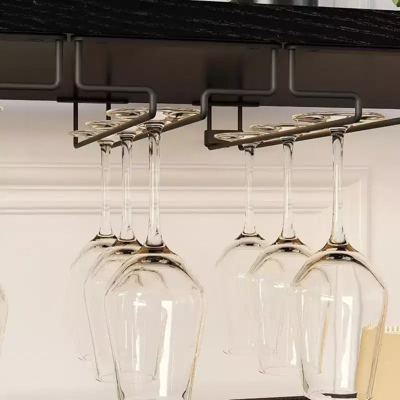 Mini bar de rangement compact Acekool – Meuble à vin avec étagères réglables et porte-verres