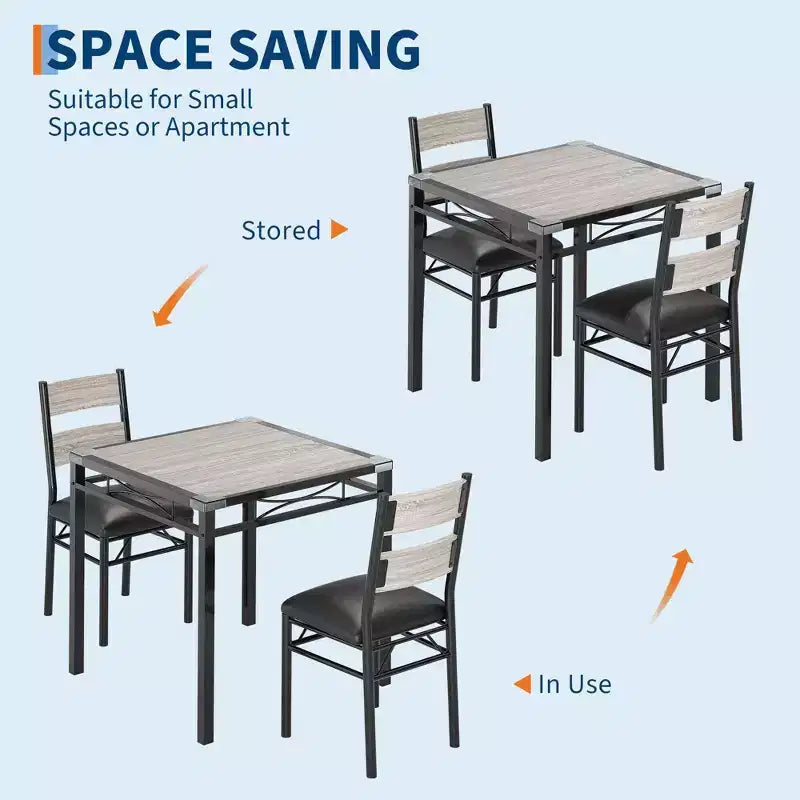 Farmhouse Style Dining Table Set with Wood Table Top and Upholstered Chairs for Small Space, Kitchen, Apartment, Dining Room and Living Room