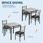 Farmhouse Style Dining Table Set with Wood Table Top and Upholstered Chairs for Small Space, Kitchen, Apartment, Dining Room and Living Room