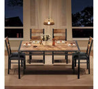 Farmhouse Style Dining Table Set with Wood Table Top and Upholstered Chairs for Small Space, Kitchen, Apartment, Dining Room and Living Room