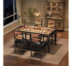 Farmhouse Style Dining Table Set with Wood Table Top and Upholstered Chairs for Small Space, Kitchen, Apartment, Dining Room and Living Room