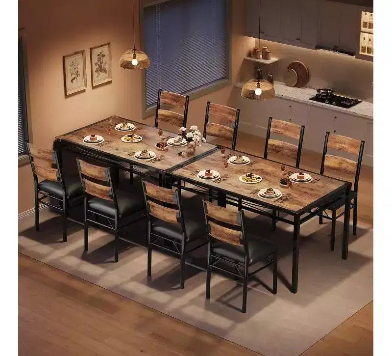 Farmhouse Style Dining Table Set with Wood Table Top and Upholstered Chairs for Small Space, Kitchen, Apartment, Dining Room and Living Room