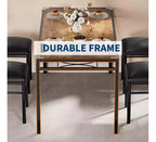 Farmhouse Style Dining Table Set with Wood Table Top and Upholstered Chairs for Small Space, Kitchen, Apartment, Dining Room and Living Room