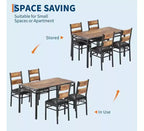 Farmhouse Style Dining Table Set with Wood Table Top and Upholstered Chairs for Small Space, Kitchen, Apartment, Dining Room and Living Room