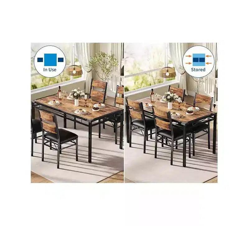 Farmhouse Style Dining Table Set with Wood Table Top and Upholstered Chairs for Small Space, Kitchen, Apartment, Dining Room and Living Room