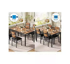 Farmhouse Style Dining Table Set with Wood Table Top and Upholstered Chairs for Small Space, Kitchen, Apartment, Dining Room and Living Room