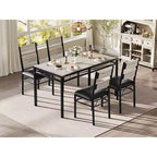 Farmhouse Style Dining Table Set with Wood Table Top and Upholstered Chairs for Small Space, Kitchen, Apartment, Dining Room and Living Room