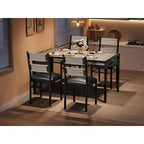 Farmhouse Style Dining Table Set with Wood Table Top and Upholstered Chairs for Small Space, Kitchen, Apartment, Dining Room and Living Room