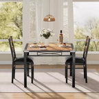 Farmhouse Style Dining Table Set with Wood Table Top and Upholstered Chairs for Small Space, Kitchen, Apartment, Dining Room and Living Room