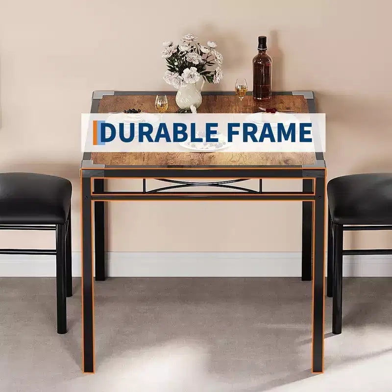 Farmhouse Style Dining Table Set with Wood Table Top and Upholstered Chairs for Small Space, Kitchen, Apartment, Dining Room and Living Room