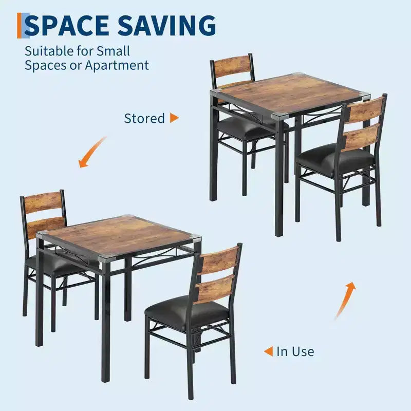 Farmhouse Style Dining Table Set with Wood Table Top and Upholstered Chairs for Small Space, Kitchen, Apartment, Dining Room and Living Room