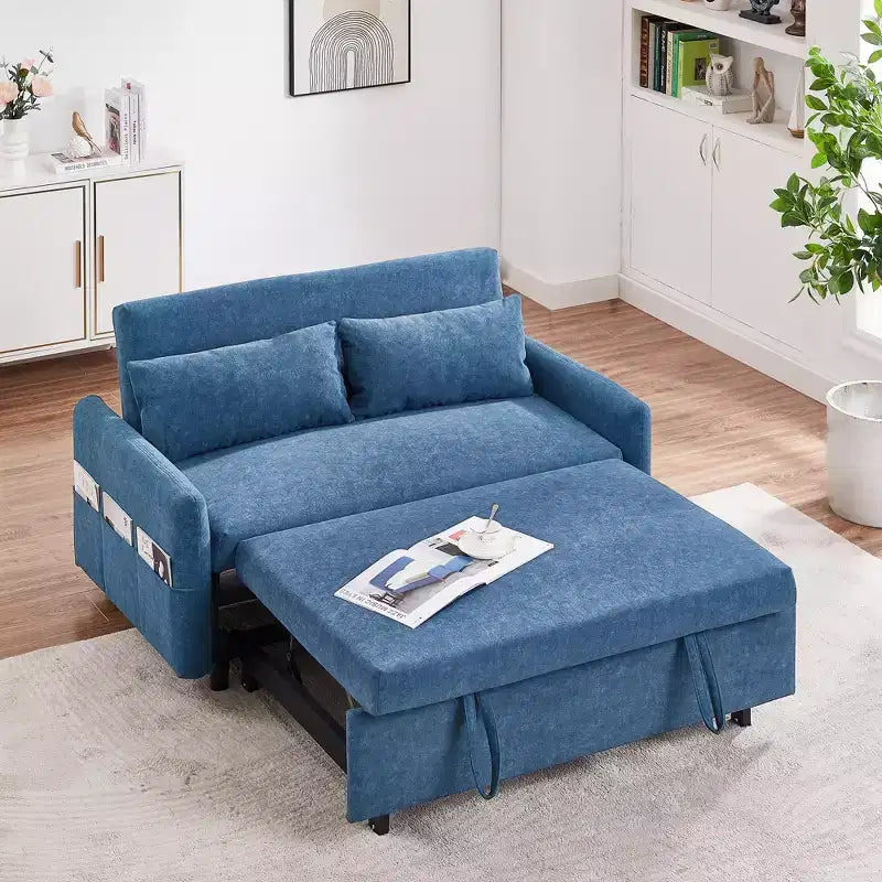 CLIHOME Canapé convertible 55,1 po avec dossier réglable, poches de rangement, 2 oreillers moelleux