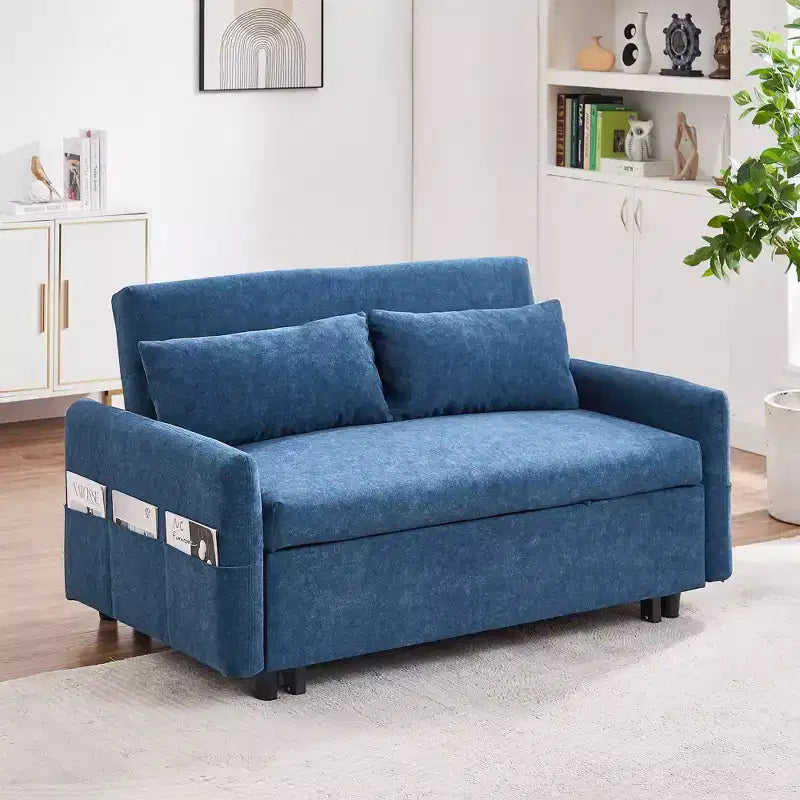 CLIHOME Canapé convertible 55,1 po avec dossier réglable, poches de rangement, 2 oreillers moelleux
