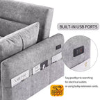 CLIHOME Canapé convertible 55,1 po avec dossier réglable, poches de rangement, 2 oreillers moelleux