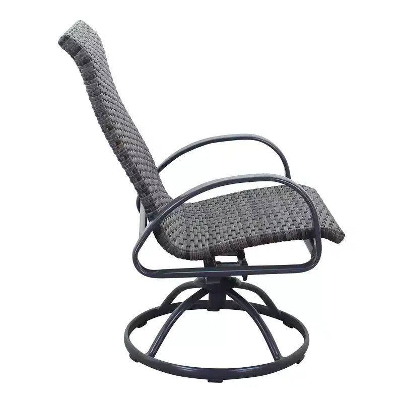 Courtyard Casual Santa Fe 5 pc Square Fire Pit Set with Wicker Swivel Rockers Includes One Square Fire Pit and Four Swivel Rockers with Wicker Seats