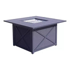 Courtyard Casual Santa Fe 5 pc Square Fire Pit Set with Wicker Swivel Rockers Includes One Square Fire Pit and Four Swivel Rockers with Wicker Seats
