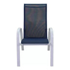 Ensemble de foyer rectangulaire 5 pièces Courtyard Casual Santa Fe avec chaises inclinables en toile comprend un foyer rectangulaire et quatre chaises inclinables en toile