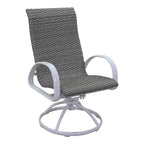 Ensemble de 5 pièces pour foyer rectangulaire Courtyard Casual Santa Fe avec chaises berçantes pivotantes en osier Comprend un foyer rectangulaire et quatre chaises berçantes pivotantes en osier