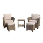 Courtyard Casual Capri 5 pc Relax Chat Set Includes: One End Table, Two Club Chairs and Two Ottomans