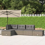 vidaXL Salon de jardin gris en résine tressée et acier thermolaqué, 5 pièces