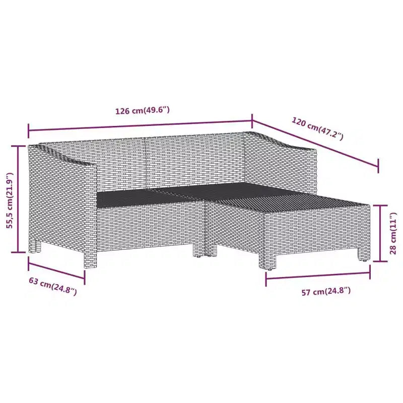 vidaXL Patio Lounge Set Gray Poly Rattan Garden Outdoor Chair Multi Models