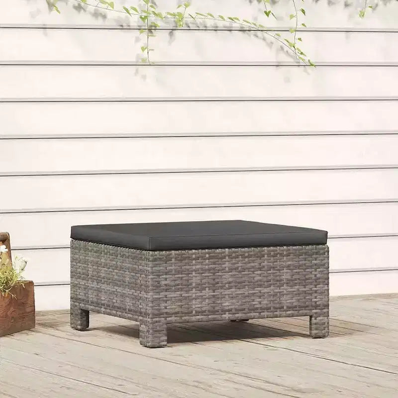 vidaXL Repose-pied gris en résine tressée et acier laqué