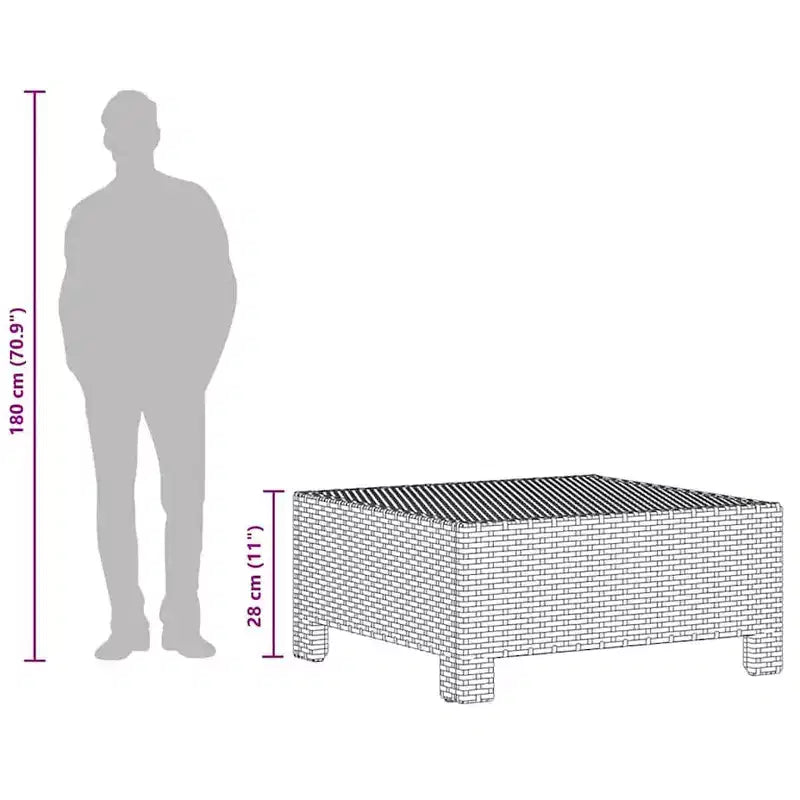 vidaXL Repose-pied gris en résine tressée et acier laqué