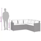 vidaXL Garden Sofa Black PE rattan, powder-coated steel, solid acacia wood