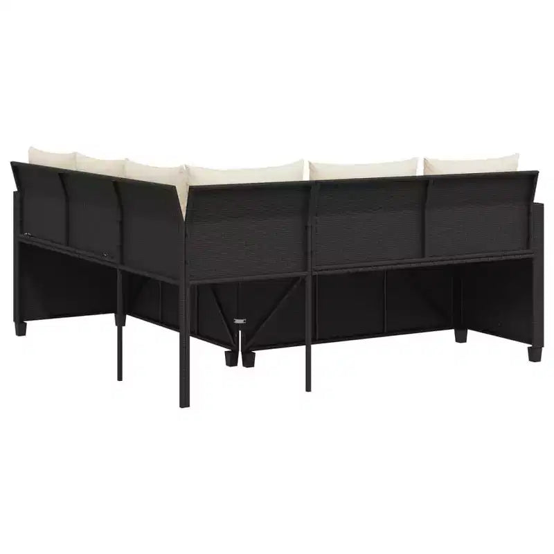 vidaXL Garden Sofa Black PE rattan, powder-coated steel, solid acacia wood
