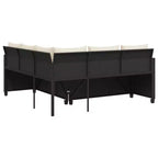 vidaXL Garden Sofa Black PE rattan, powder-coated steel, solid acacia wood