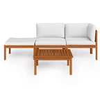 vidaXL 4 Piece Modern Patio Lounge Set - Cream Solid Acacia Wood with Comfortable Cushions - Timeless Design for Garden, Patio or Living Room