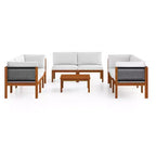 vidaXL Garden Lounge Set Cream, Brown Solid Acacia wood Large Modular