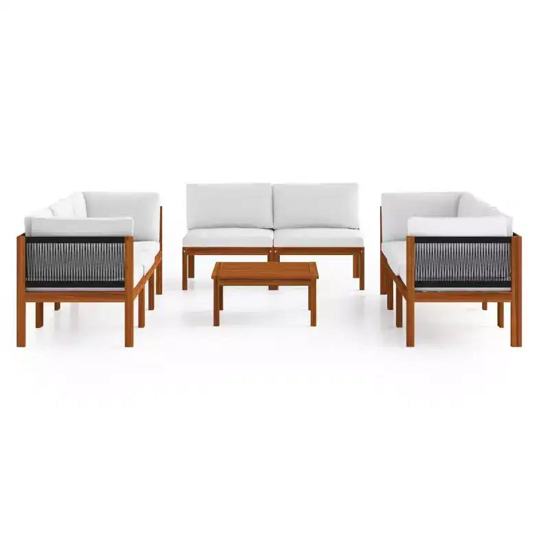 vidaXL Garden Lounge Set Cream, Brown Solid Acacia wood Large Modular