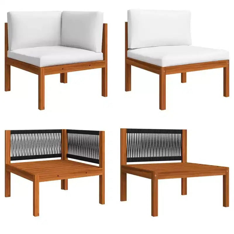 vidaXL Garden Lounge Set Cream, Brown Solid Acacia wood Large Modular
