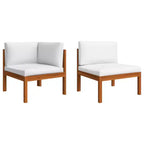 vidaXL Garden Lounge Set Cream, Brown Solid Acacia wood Large Modular
