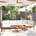 vidaXL Patio Lounge Set - 7 Pieces with Cream Cushions - Solid Acacia Wood - Includes Corner Sofa, Middle Sofa, Table - Rustic Design