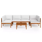 vidaXL Patio Lounge Set - 7 Pieces with Cream Cushions - Solid Acacia Wood - Includes Corner Sofa, Middle Sofa, Table - Rustic Design