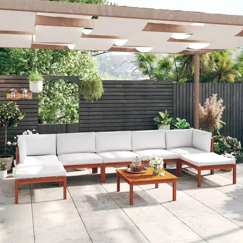 vidaXL Salon de jardin modulaire avec coussins en bois d'acacia massif