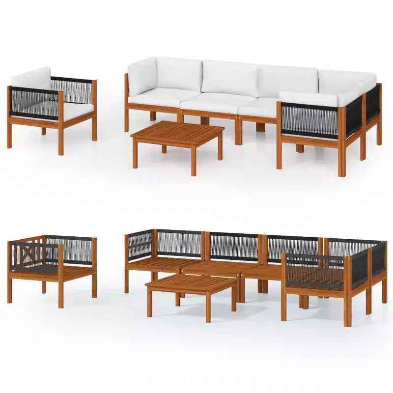 vidaXL Garden Lounge Set Cream Solid acacia wood Large Seats Lots