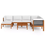 vidaXL 8 Piece Lounge Set - Solid Acacia Wood with Cream Cushions - Weather Resistant, Easy Clean - Ideal for Garden, Patio and Living Room